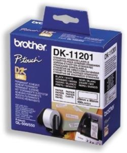 BROTHER DK11201 400 ETICHETTE ADESIVE BIANCO OPACO 29X90MM PER QL500-QL500A-QL550-QL560VP-QL570-QL580N-QL650TD-QL1050-QL1060N